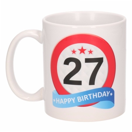 Verjaardag 27 jaar verkeersbord mok / beker