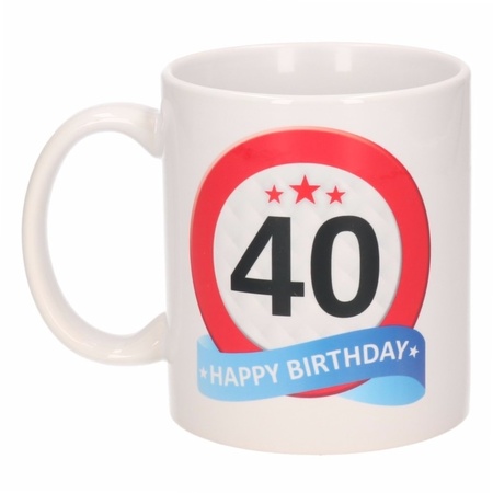 Verjaardag 40 jaar verkeersbord mok / beker