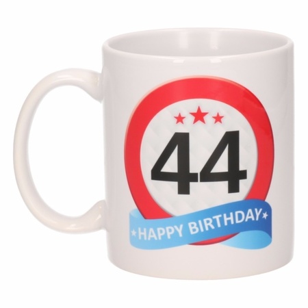 Verjaardag 44 jaar verkeersbord mok / beker