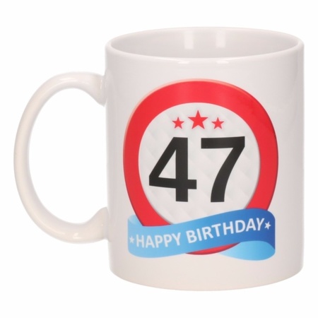 Verjaardag 47 jaar verkeersbord mok / beker