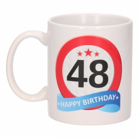 Verjaardag 48 jaar verkeersbord mok / beker