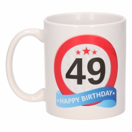 Verjaardag 49 jaar verkeersbord mok / beker