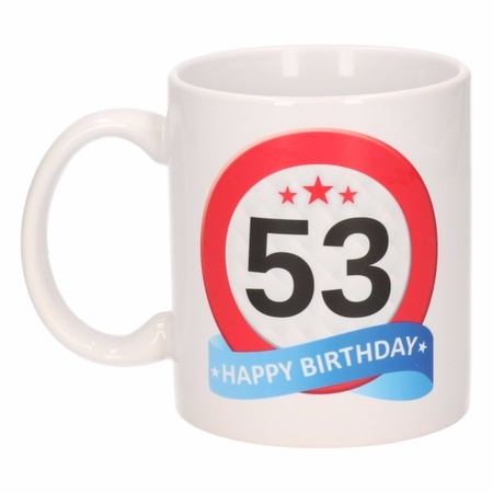 Verjaardag 53 jaar verkeersbord mok / beker