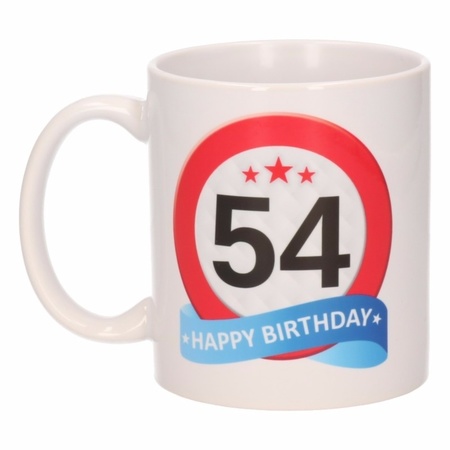 Verjaardag 54 jaar verkeersbord mok / beker