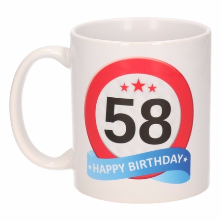 Verjaardag 58 jaar verkeersbord mok / beker