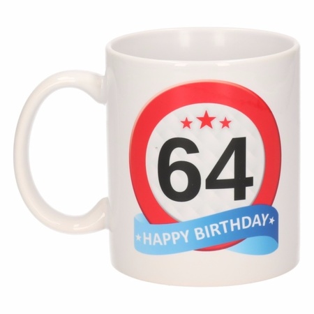 Verjaardag 64 jaar verkeersbord mok / beker