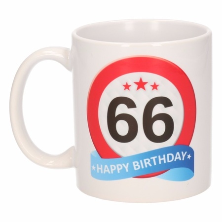 Verjaardag 66 jaar verkeersbord mok / beker