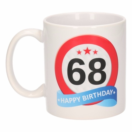 Verjaardag 68 jaar verkeersbord mok / beker