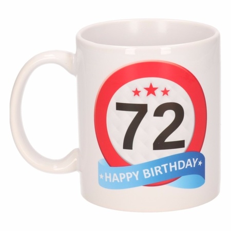 Verjaardag 72 jaar verkeersbord mok / beker