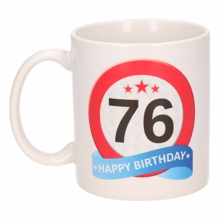 Verjaardag 76 jaar verkeersbord mok / beker