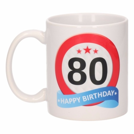Verjaardag 80 jaar verkeersbord mok / beker
