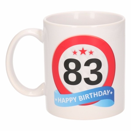 Verjaardag 83 jaar verkeersbord mok / beker