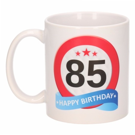 Verjaardag 85 jaar verkeersbord mok / beker