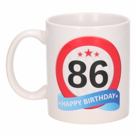 Verjaardag 86 jaar verkeersbord mok / beker