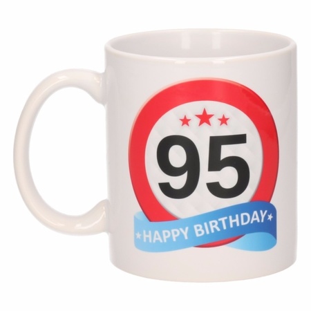 Verjaardag 95 jaar verkeersbord mok / beker