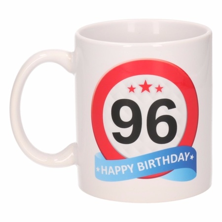 Verjaardag 96 jaar verkeersbord mok / beker