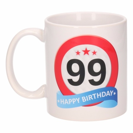 Verjaardag 99 jaar verkeersbord mok / beker