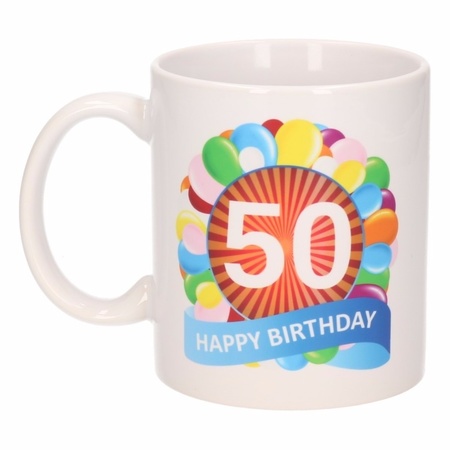Verjaardag ballonnen mok / beker 50 jaar