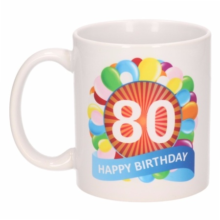 Verjaardag ballonnen mok / beker 80 jaar