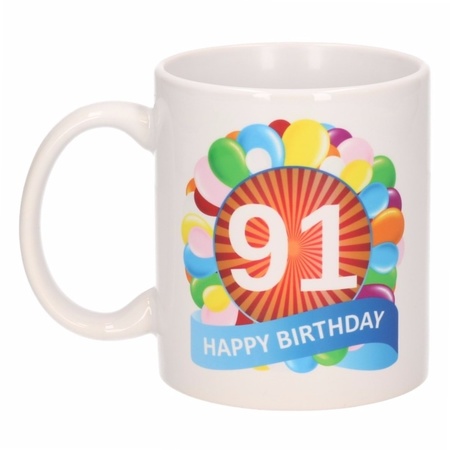 Birthday balloon mug 91 year
