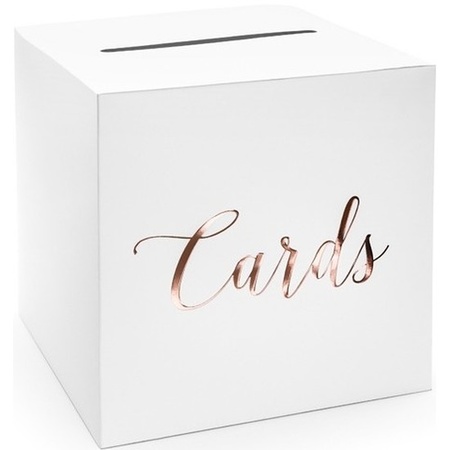 Birthday/jubilee envelope box white/rose gold Cards 24 cm