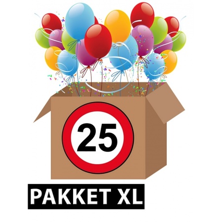 Verkeersbord 25 jaar feestartikelen pakket XL