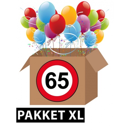 Verkeersbord 65 jaar feestartikelen pakket XL