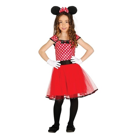 Mouse fancy dress costume red with dots for girls