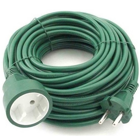 Extension plug cord green 20 meters indoor/outdoor