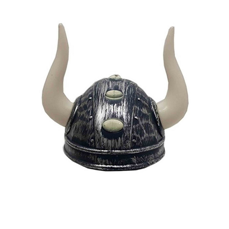 Silver viking helmet with horns