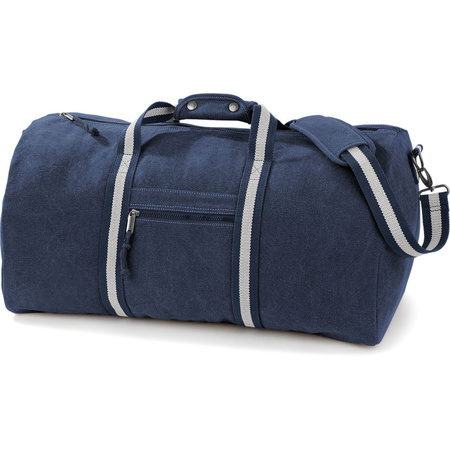 Vintage canvas weekend/travel bag navy blue 45 liters