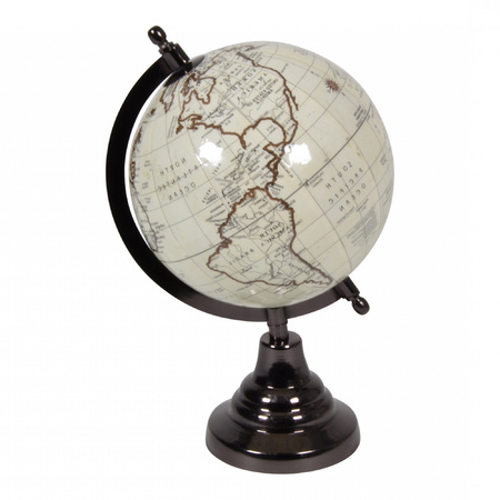 Vintage look globe on a wooden base 15 cm