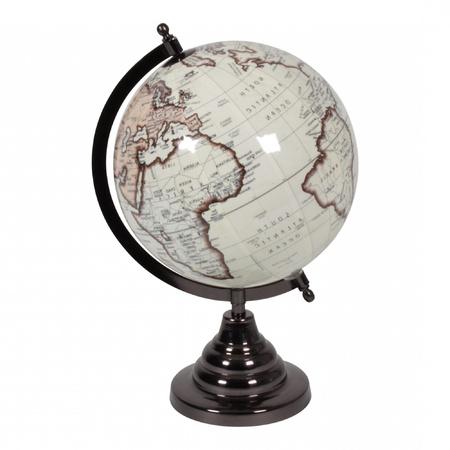 Vintage look globe on a wooden base 20 cm