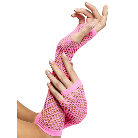 Fishnet gloves neon pink