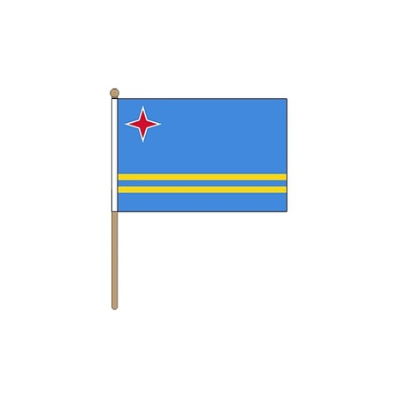 Vlag Aruba klein hand zwaaivlaggetje 15 x 22 cm