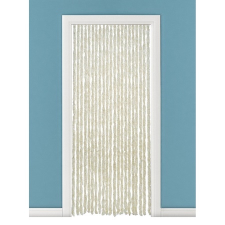 Vliegengordijn/deurgordijn kattenstaart beige/wit 90 x 230 cm