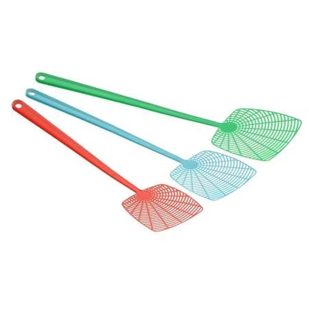 Flyswatters set 3x - plastic - colour mix - 45 cm - anti insects
