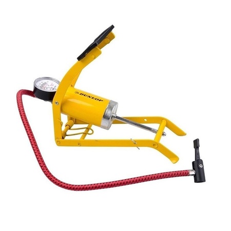 Yellow foot pump with pressure meter