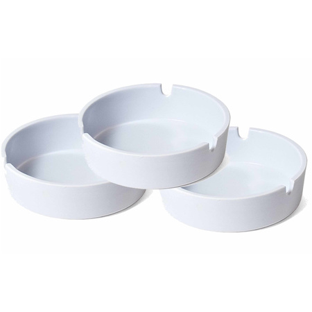 12x Basic ashtrays white 10 cm plastic