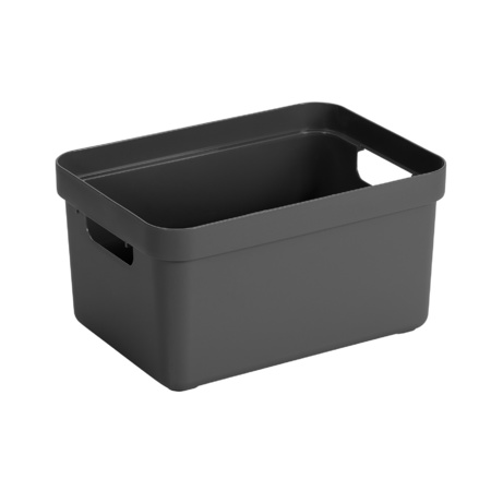 Discount set of 10x pieces anthracite home box storage boxes 13 liters plastic