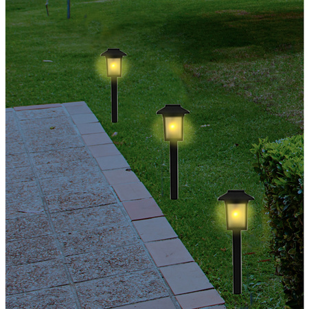Voordeelset van 12x stuks tuinlamp solar fakkel / tuinverlichting met vlam effect 34,5 cm