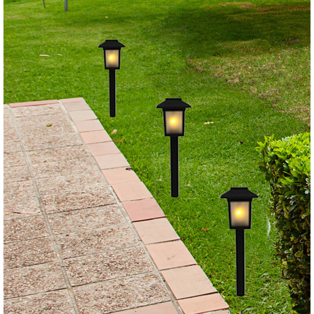 Voordeelset van 12x stuks tuinlamp solar fakkel / tuinverlichting met vlam effect 34,5 cm