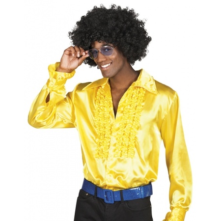 Yellow shirt with ruffles for men