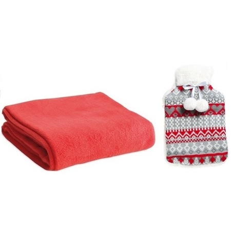 Warm winter pakket rode kruik met fleece deken