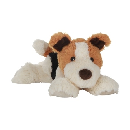 Warmte/magnetron opwarm knuffel - Hond/Terrier - wit/bruin - 33 cm - pittenzak