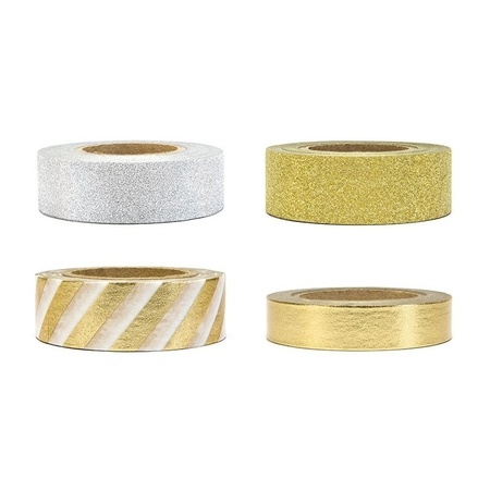 Washi tape sierlinten set goud 15 mm