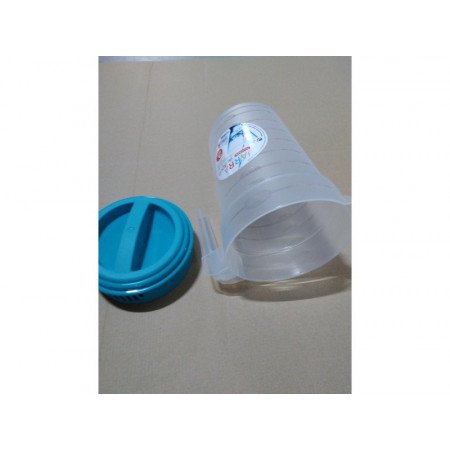 Waterkan/sapkan transparant/blauw met deksel 2 liter kunststof