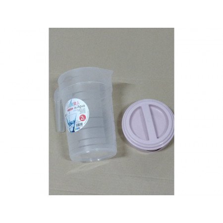 Waterkan/sapkan transparant/roze met deksel 2 liter kunststof