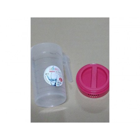 Waterkan/sapkan transparant/roze met deksel 2 liter kunststof