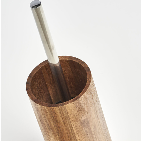 WC/toiletborstel in houder - acacia hout - H36 cm